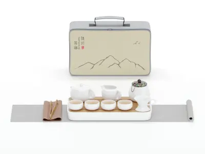 Gongfu Cha Tea Ceremony Set 12 Piece Travel 3D model