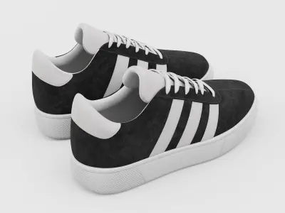 Sneakers Adidas Gazelle Style - Generic Shoes Black Low-poly 3D model