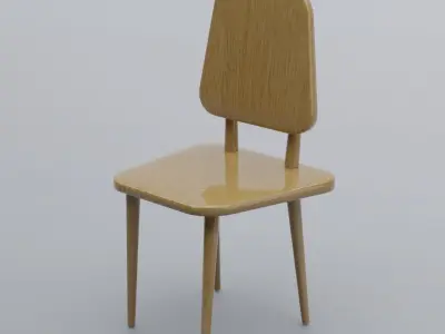 Modern Wooden Chair Low-poly 3D model Free low-poly 3D model