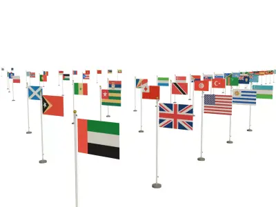 All Country Flag Low-poly 3D model