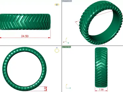 tire pattern style wedding band  3D print model