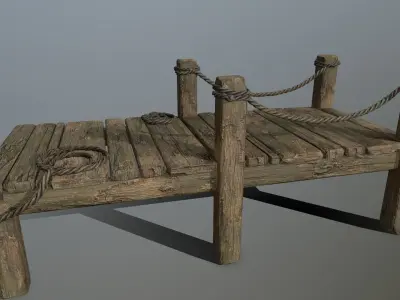 wood and rope Low-poly 3D model