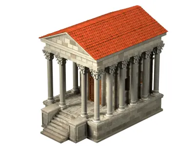 old building with columns ancient greece high-poly 3D model