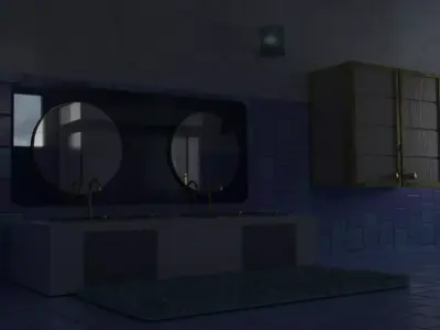 Modern luxurious bathroom blender with a modern window Low-poly 3D model