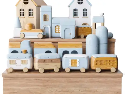 Wooden toy set 3D model