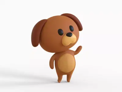 Little Funny Dog Animated Low-poly 3D model