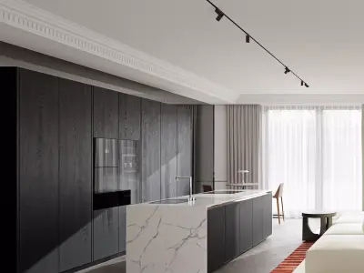 Modern living room dining room interior scenes 433 3D model