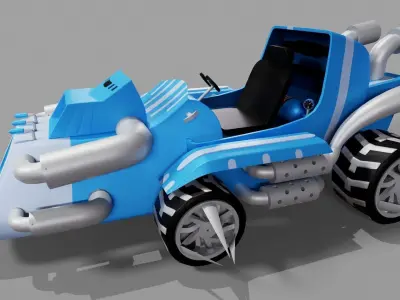 Blue Kart Low-poly 3D model