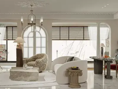 Livingroom and Kitchen 3D model