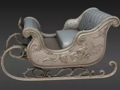 Christmas Sleigh 3D Model Elegant Holiday Sleigh 3D model