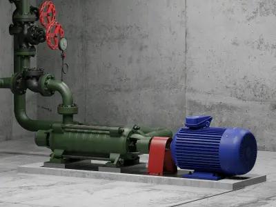 Industrial multi-section centrifugal pump 3D model