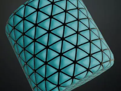 Sci-Fi Blue Padded Wall Panel PBR Seamless Texture