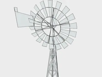 Wind Pump Low-poly 3D model