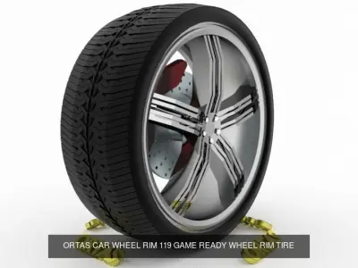 ORTAS CAR WHEEL RIM 116-117-118-119-120 GAME READY WHEEL 3D Model Pack