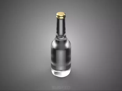 LUXURY CLEAR GLASS EMPTY BEVERAGE SOFT DRINK BOTTLE GOLD CAP TAL 3D model
