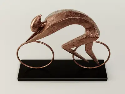 Stylized Cyclist Trophy Sculpture 3D model