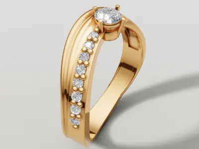 Modern ring with diamonds Free 3D print model