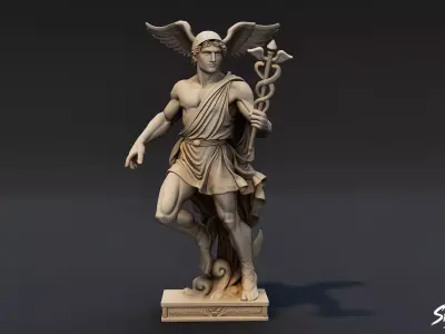 Hermes Statue Low-poly 3D model