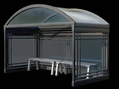 Game Ready Bus Stop 16 Low-poly 3D model
