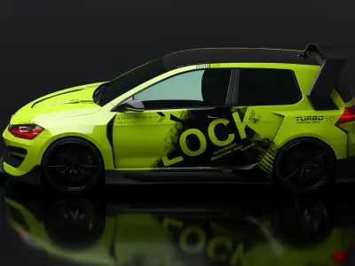 wide body car golf gti Low-poly 3D model