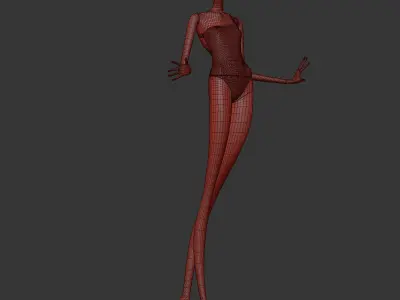 Woman Swimsuit VS One Shoulder One-piece 3D model