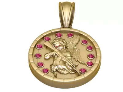 Luxury Angel Guardian Medallion Pendant 3D print model