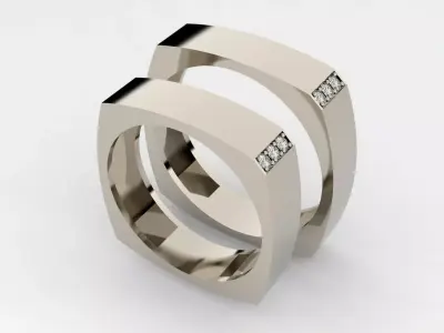 Parallel Hearts Wedding Ring Set 3D print model