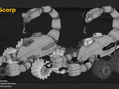 Sci-Fi RoboScorp - 3D Model with 4K Textures Low-poly 3D model