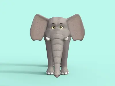 Cartoon Elephant Rigged 3D model
