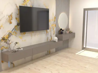 TV stand with Sketch up and  vray render 3D model