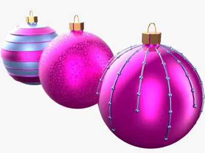 Christmas Tree Ornament Set2 - Pink LightBlue Low-poly 3D model