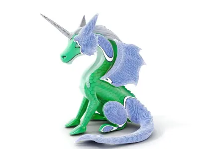 Fantasy Dragon Unicorn Model Pack Low-poly 3D model