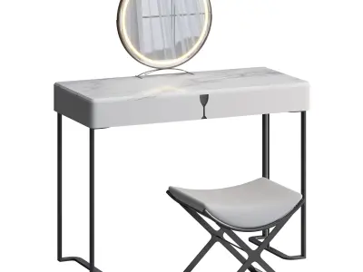  Ensemble de coiffeuse 39-37 bois massif minimaliste 3D model