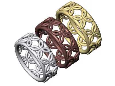 Celtic flower mesh band US sizes 7 8 9 3D print model