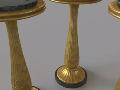 Fluted Side Table Gold Leaf 3D model