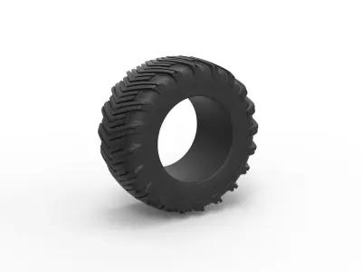 Pulling tractor rear tire 12 Scale 1 to 25 3D print model