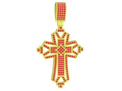 luxury diamond cross pendant 3943 3D print model