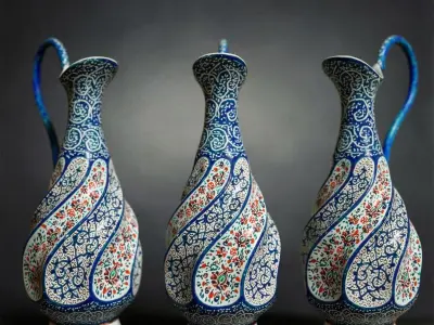 6 Vase Collection chinese Low-poly 3D model