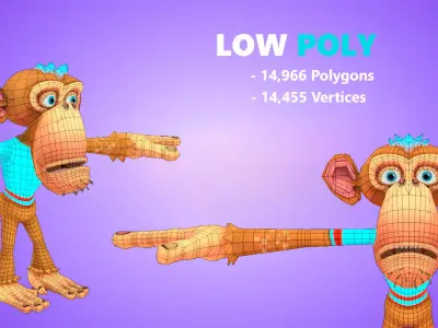 Monkey Lowpoly fully rigged Low-poly 3D model