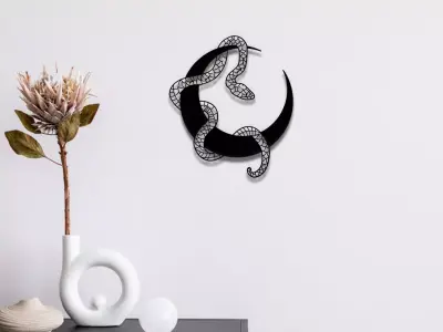 Moon And Snake Wall Art 3D print model