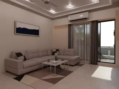 2 BHK Apartment Interior with Assets DS2 Low-poly 3D model