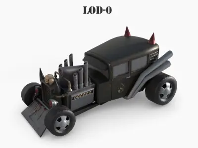 Post Apocalyptic Ratrod Low-poly War Car Game Asset Low-poly 3D model
