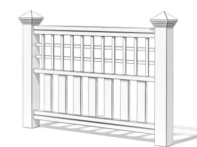 White Wooden Fence 3D Model 3D model