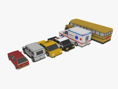 Cartoon Cars Low-poly 3D model