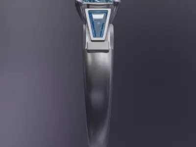Elegant Blue Topaz Engagement Ring 3D model for animation 3D model