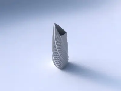 Vase tipped triangle with twisted extruded lines 3D print model