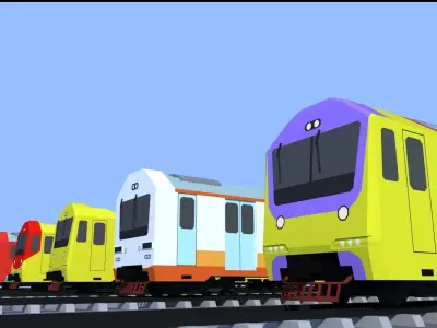 Prameks and Baraya Trains pack Free low-poly 3D model