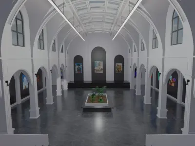 Metaverse NFT Art Gallery Low-poly 3D model