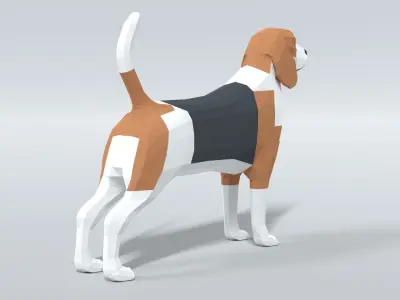 Low Poly Cartoon Beagle Dog Low-poly 3D model
