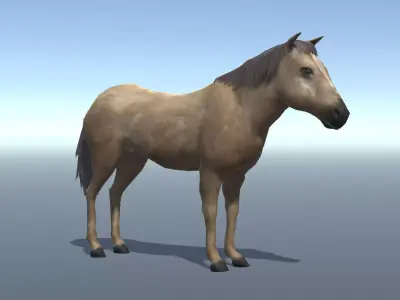 Lowpoly Brown Horse  Animated for VR AR Games  Low-poly 3D model
